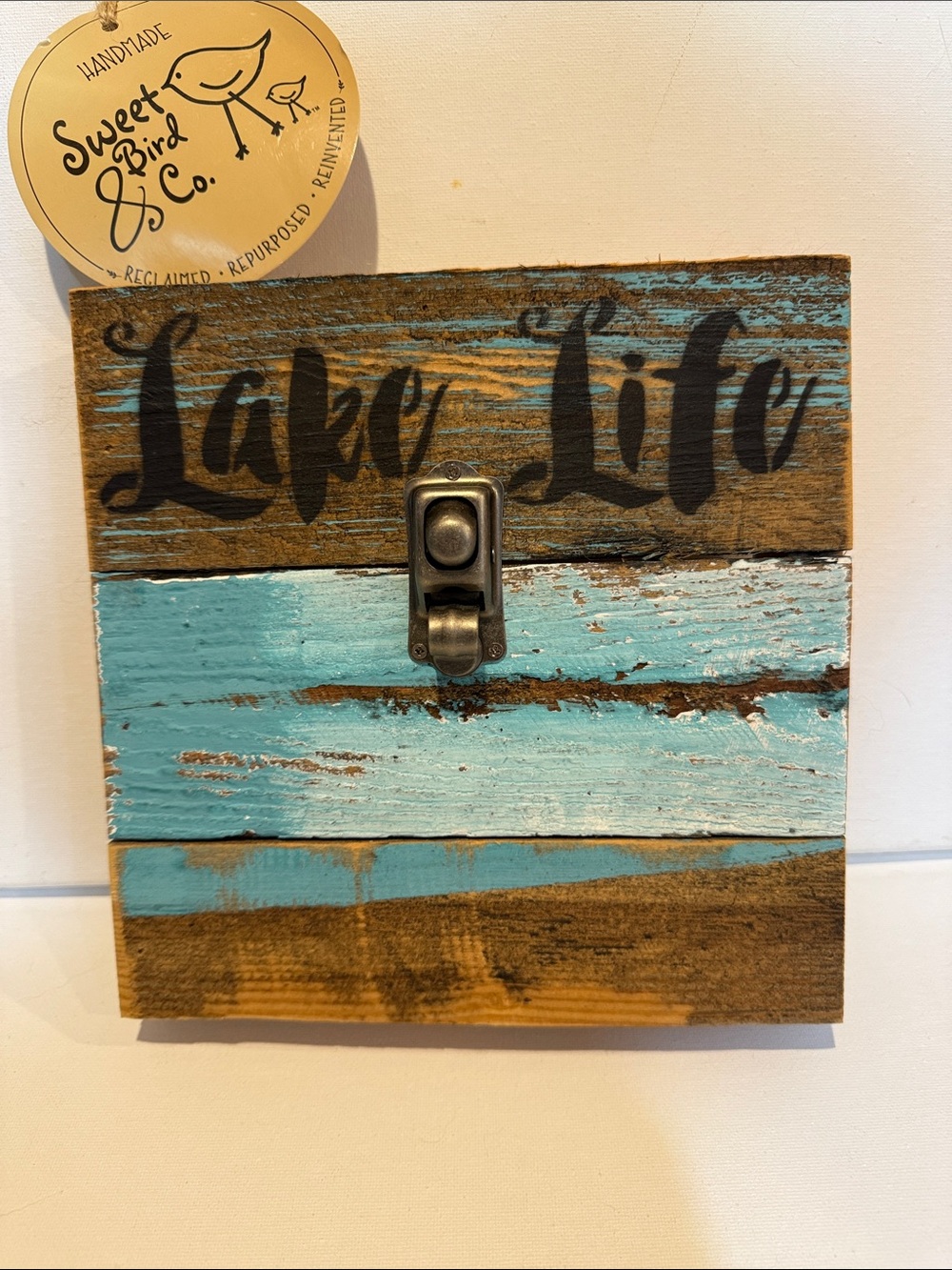 NWT Lake Life Rustic Blue Wood Wall Decor